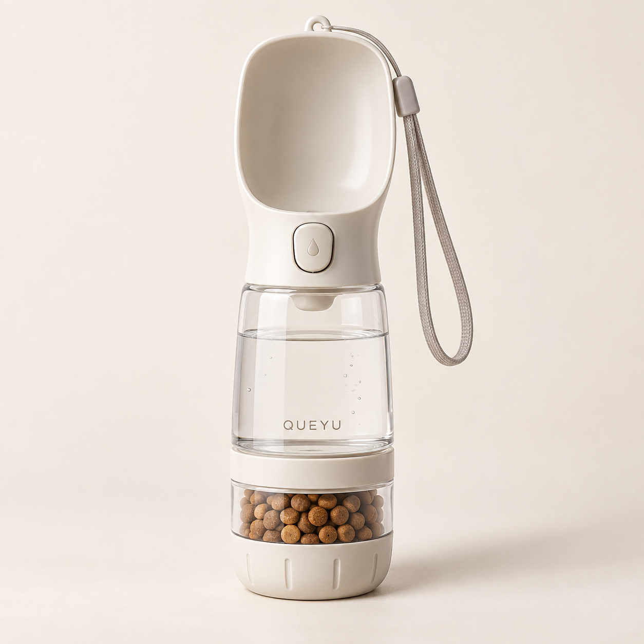 QUEYU 2in1 휴대용 반려동물 물병 한국형 메인 QUEYU 2in1 휴대용 반려동물 물병 300ml 사료통 200ml